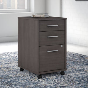 Office by kathy ireland® Method 3 Drawer Mobile File Cabinet in Storm Gray - Assembled