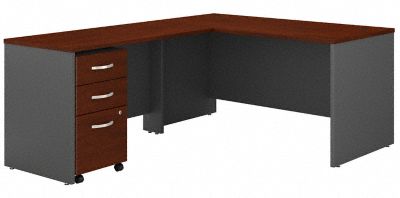 Bush Business Furniture Series C 60W L Shaped Desk with 3 Drawer Mobile File Cabinet