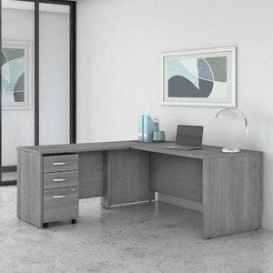 Bush Business Furniture Studio C 72W x 30D L Shaped Desk with Mobile File Cabinet and 42W Return